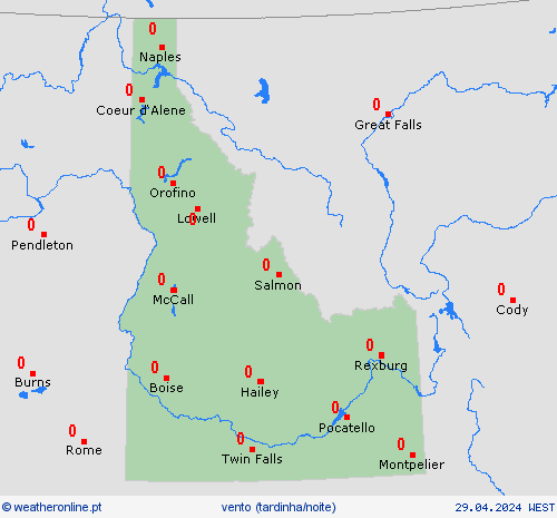 vento Idaho América do Norte mapas de previsão