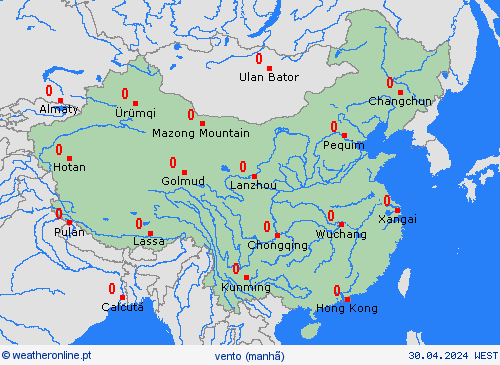 vento China Ásia mapas de previsão