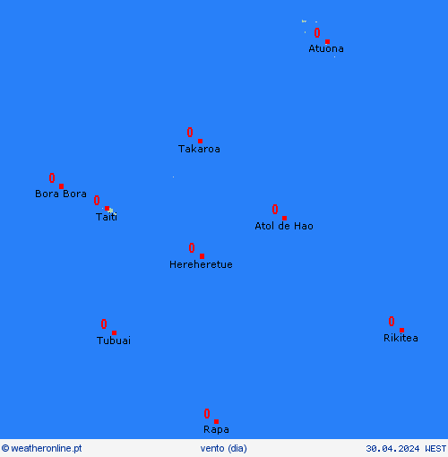 vento Polinésia Francesa Oceânia mapas de previsão
