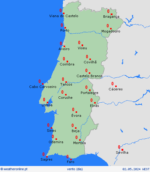 vento Portugal Portugal mapas de previsão