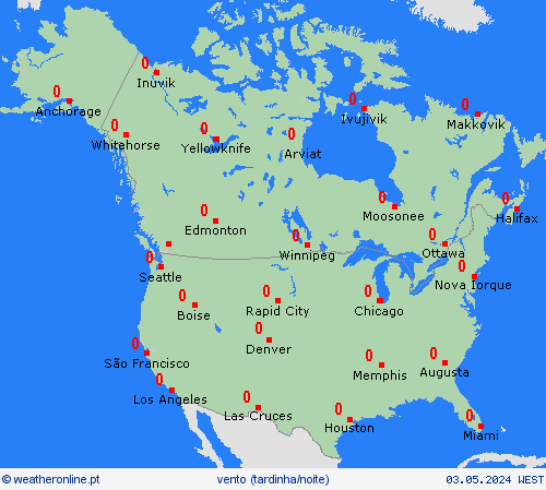 vento  América do Norte mapas de previsão