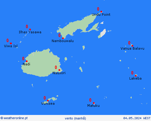 vento Fiji Oceânia mapas de previsão