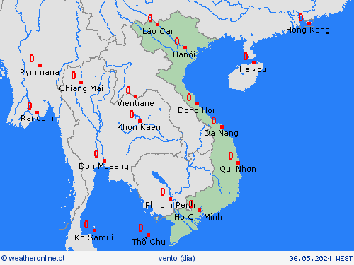 vento Vietname Ásia mapas de previsão