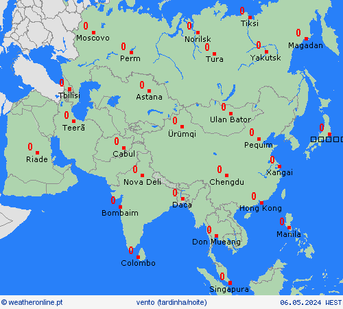 vento  Ásia mapas de previsão