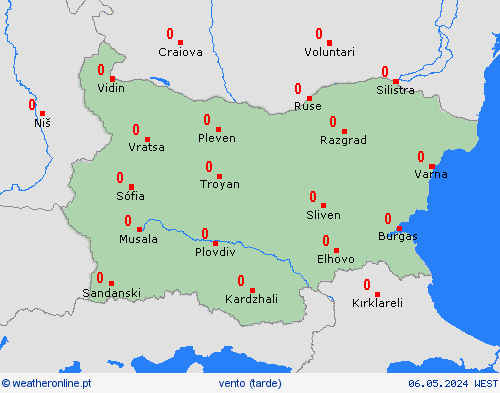 vento Bulgária Europa mapas de previsão