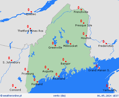 vento Maine América do Norte mapas de previsão