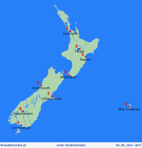 vento Nova Zelândia Oceânia mapas de previsão