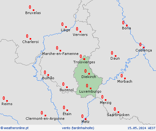 vento Luxemburgo Europa mapas de previsão