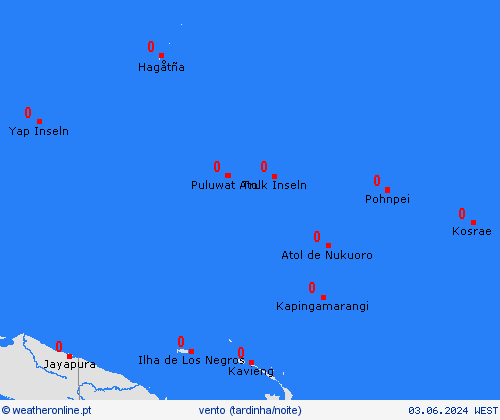 vento Micronésia Oceânia mapas de previsão