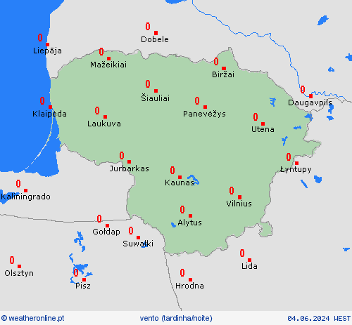 vento Lituânia Europa mapas de previsão