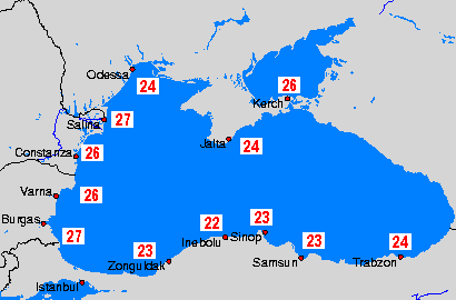 Black Sea Mapas da temperatura da água