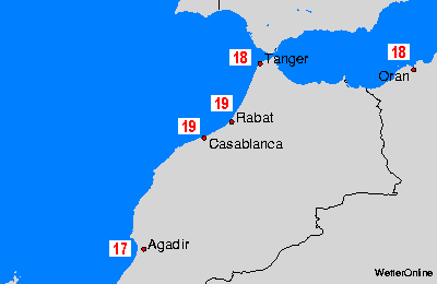 Marocco Mapas da temperatura da água