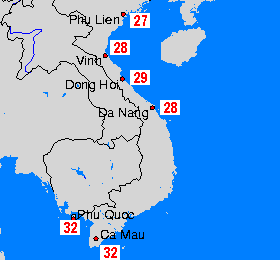 Vietnam Mapas da temperatura da água