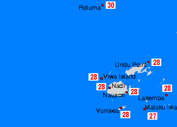 Fiji Mapas da temperatura da água
